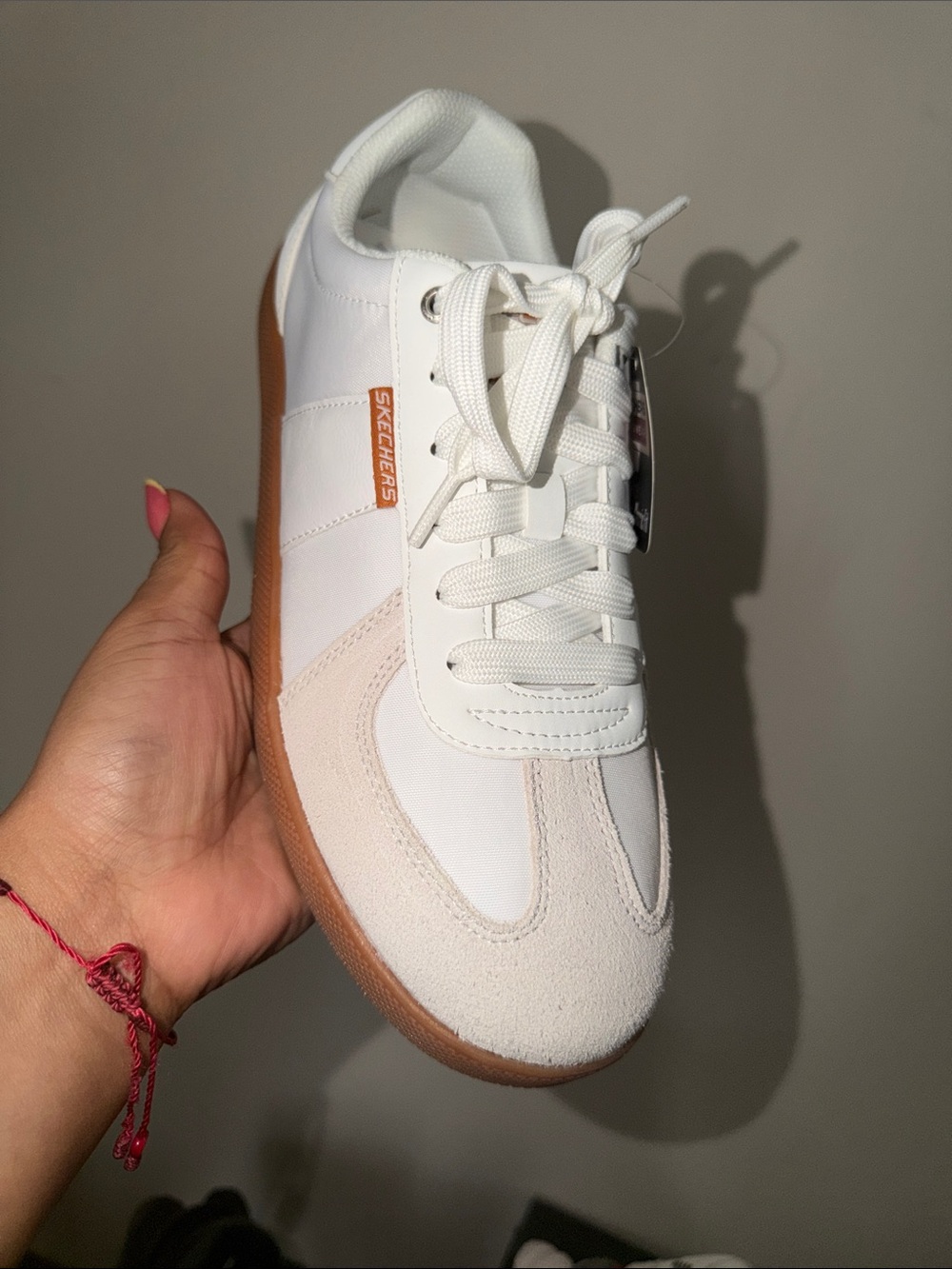 Skechers Women's White Sneakers with Tan Gum Sole
